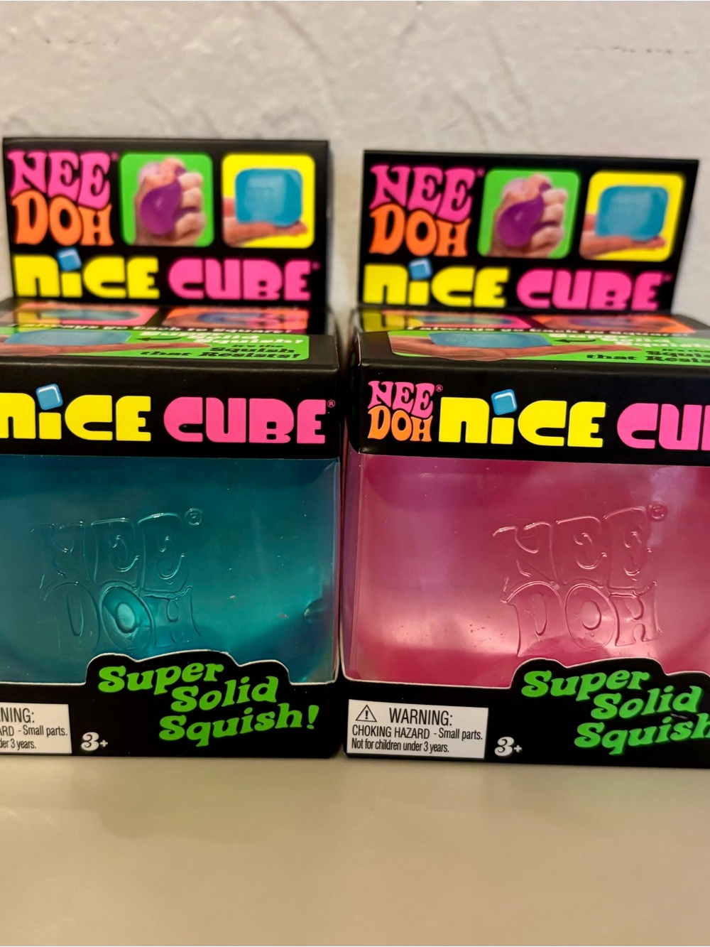 Nee Doh Nice Cube Super Solid Squish - Teal & Pink